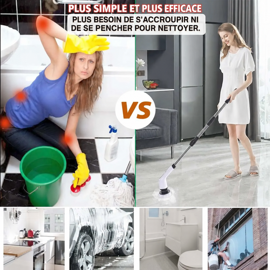 Brosse Électrique de Nettoyage Sans Fil 9-en-1 – Manche Télescopique