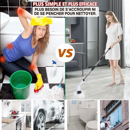Brosse Électrique de Nettoyage Sans Fil 9-en-1 – Manche Télescopique