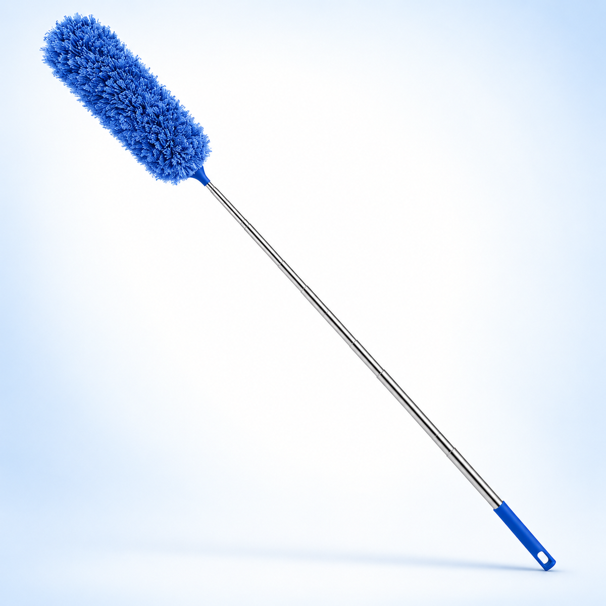 Plumeau Rétractable Extra-Long - Manche Extensible De 55,12 Pouces Avec Tête Flexible, Brosse En Microfibre Bleue Lavable Et Réutilisable Pour Les Surfaces Hautes