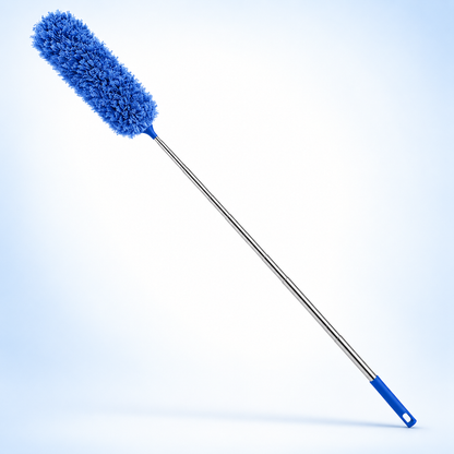 Plumeau Rétractable Extra-Long - Manche Extensible De 55,12 Pouces Avec Tête Flexible, Brosse En Microfibre Bleue Lavable Et Réutilisable Pour Les Surfaces Hautes