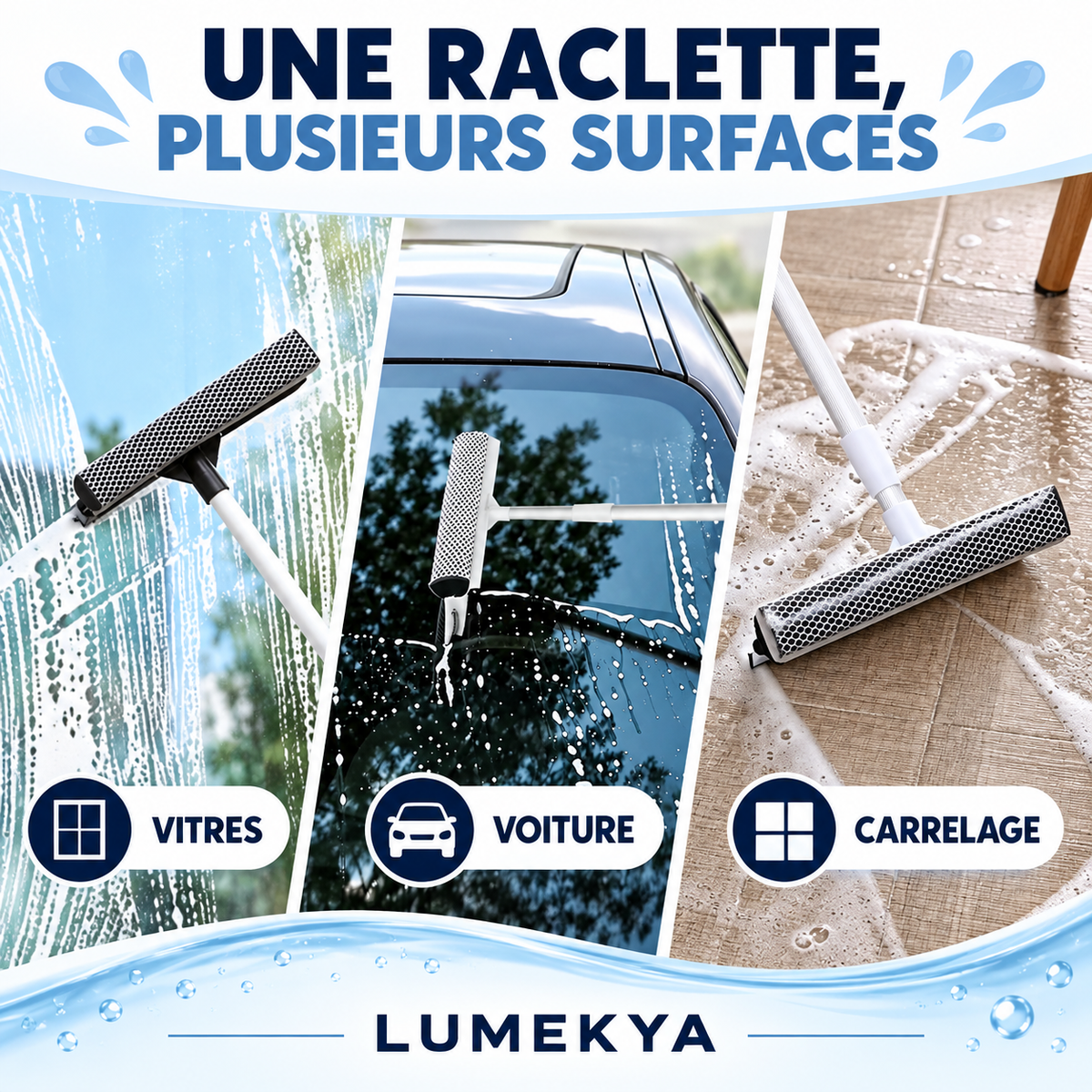 Raclette à vitres 2-en-1 LUMEKYA