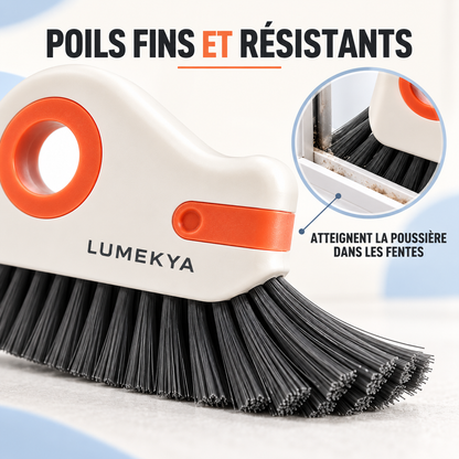 Brosse de nettoyage 2-en-1 LUMEKYA – Rails et rainures