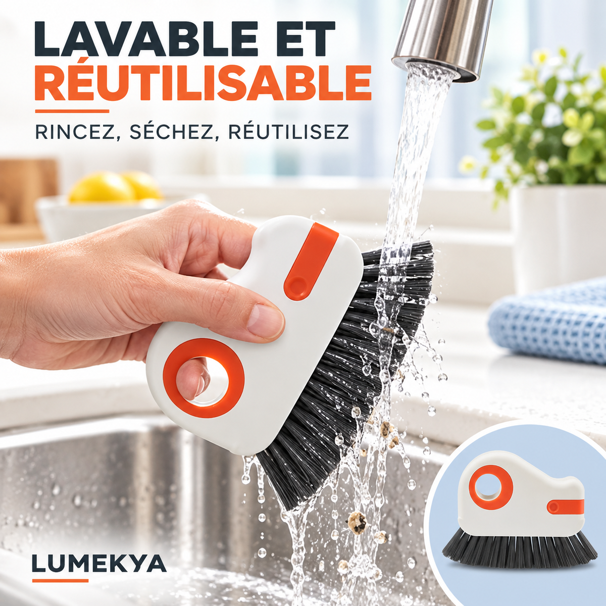 Brosse de nettoyage 2-en-1 LUMEKYA – Rails et rainures