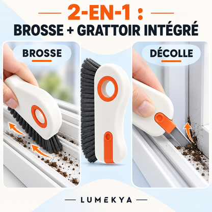 Brosse de nettoyage 2-en-1 LUMEKYA – Rails et rainures