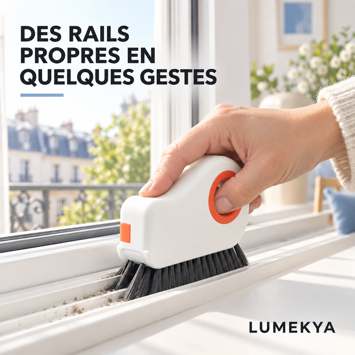 Brosse de nettoyage 2-en-1 LUMEKYA – Rails et rainures