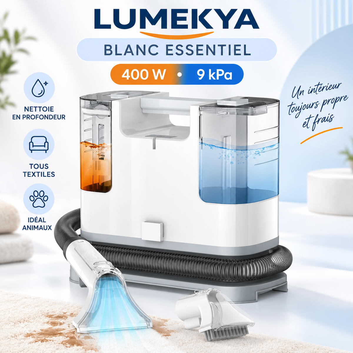 Nettoyeur injecteur-extracteur LUMEKYA – Canapés et tapis