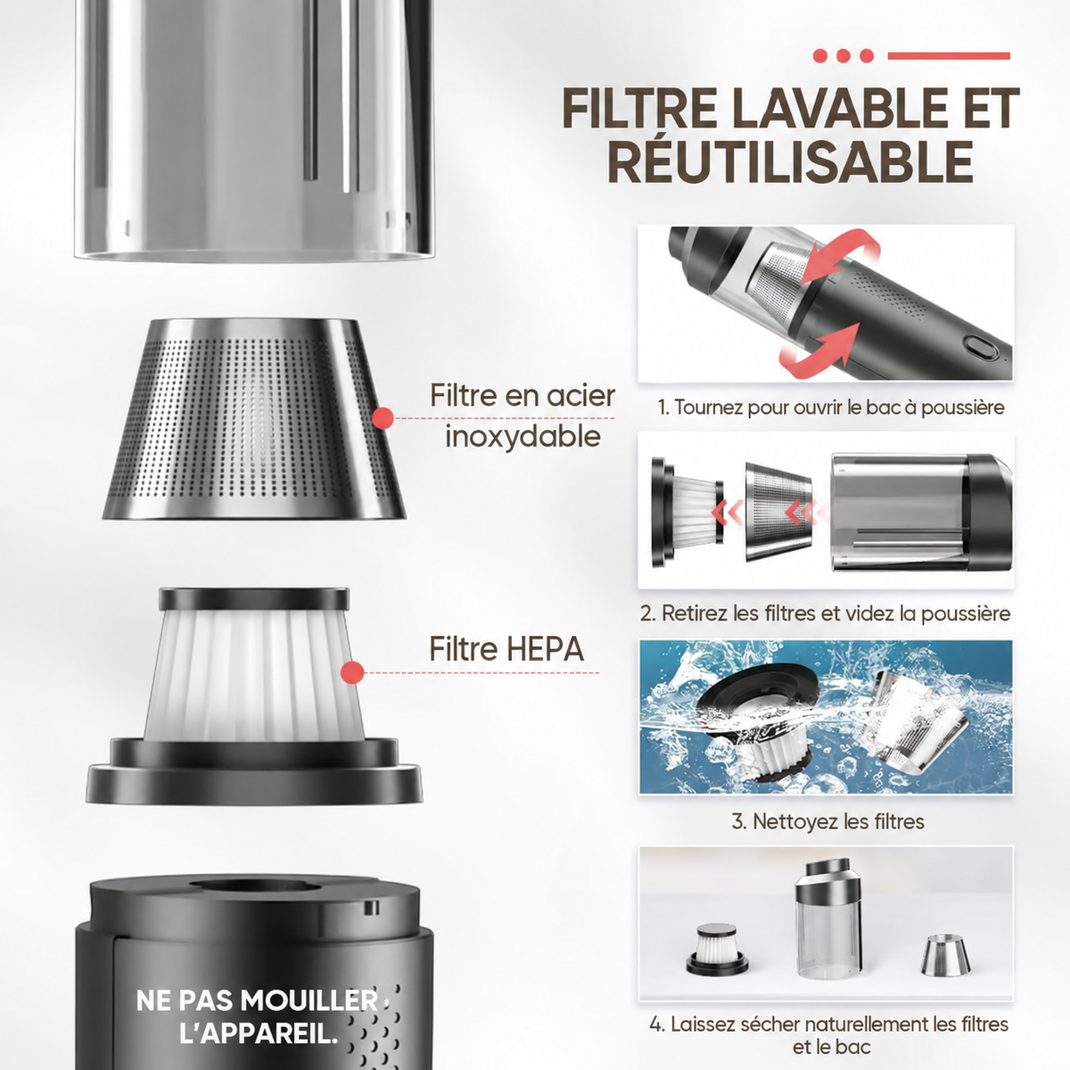 Aspirateur à main 4-en-1 LUMEKYA