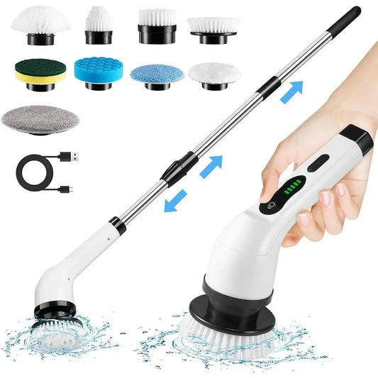 Brosse Électrique de Nettoyage Sans Fil 9-en-1 – Manche Télescopique